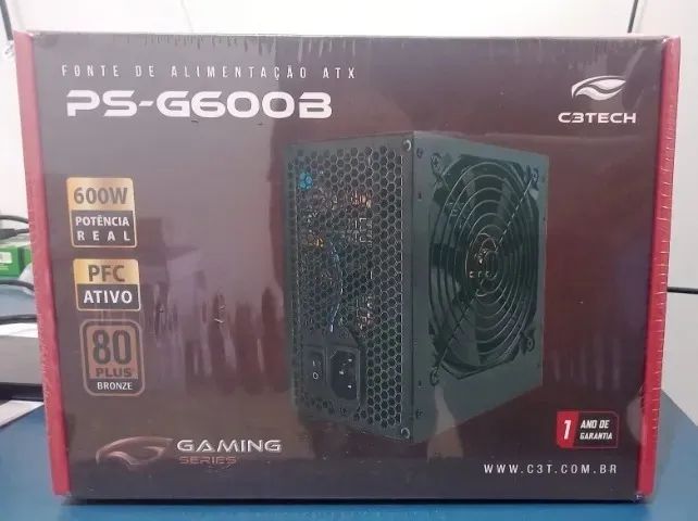 FONTE DE ALIMENTAÇÃO GAMER C3TECH PS-G600B NOVO LACRADO FRETE GRÁTIS PARA MACEIÓ