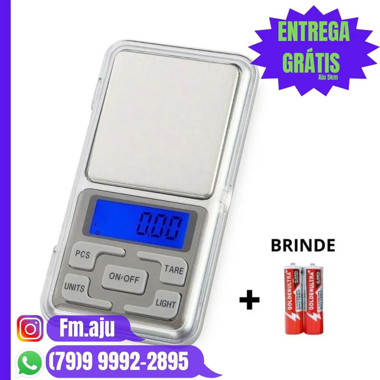 Balança Digital de Precisão + pilhas  - Novo / Entrega Grátis Aju 5km