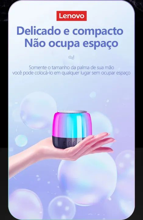 Caixa de Som Bluetooth Lenovo K3 Plus com 360° de Som e Luzes LED - Foto 4