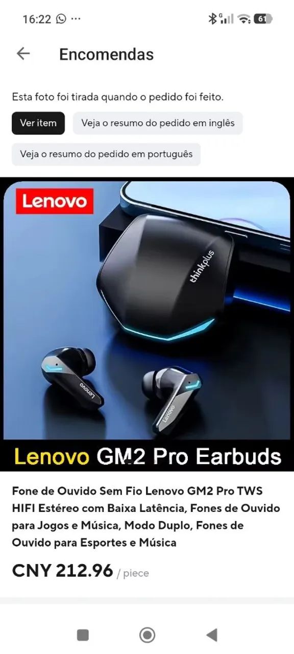 Fone Lenovo Gm2Pro Bluetooth  - Foto 2