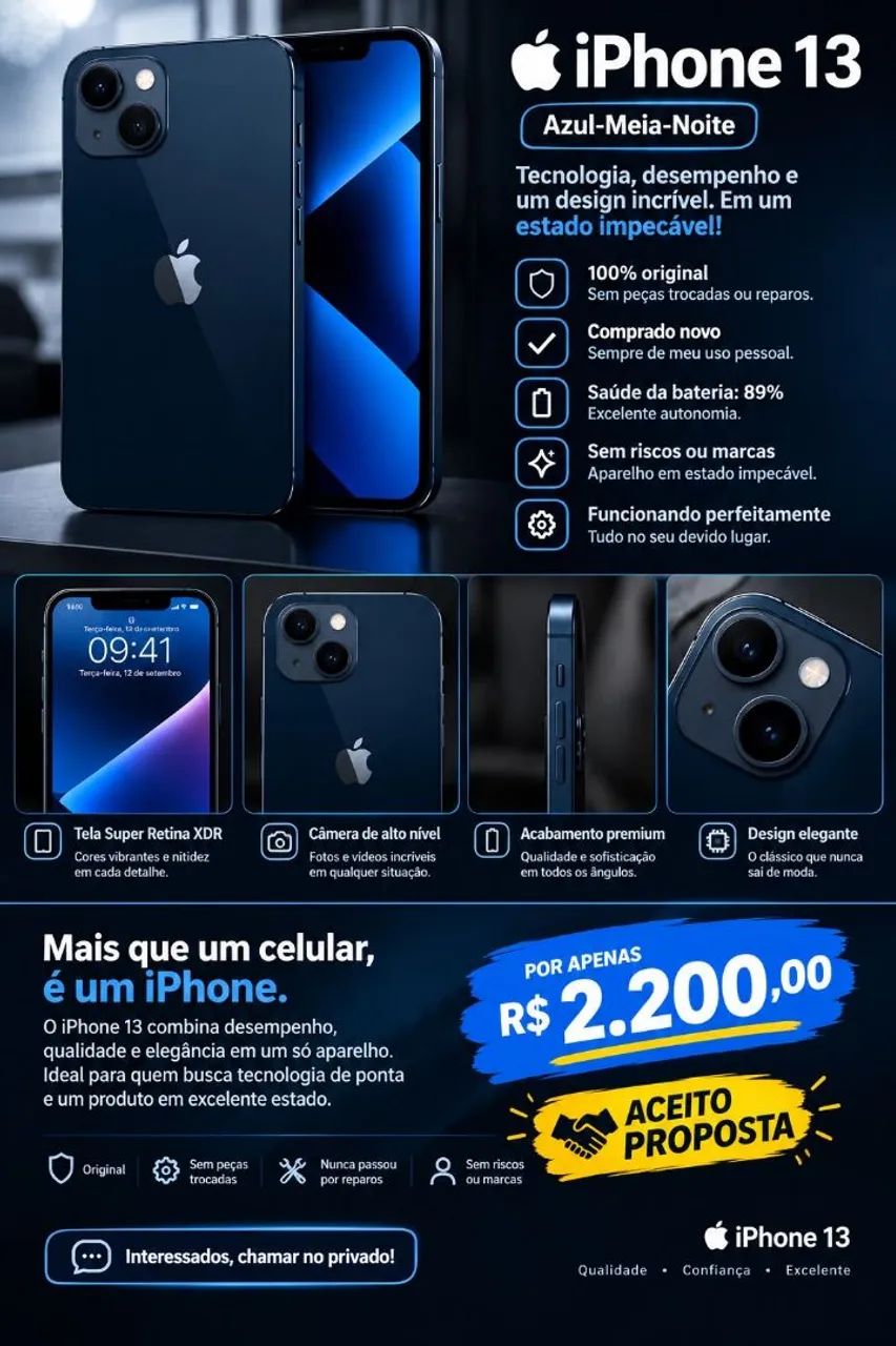 iPhone 13 128gb - Azul Meia Noite