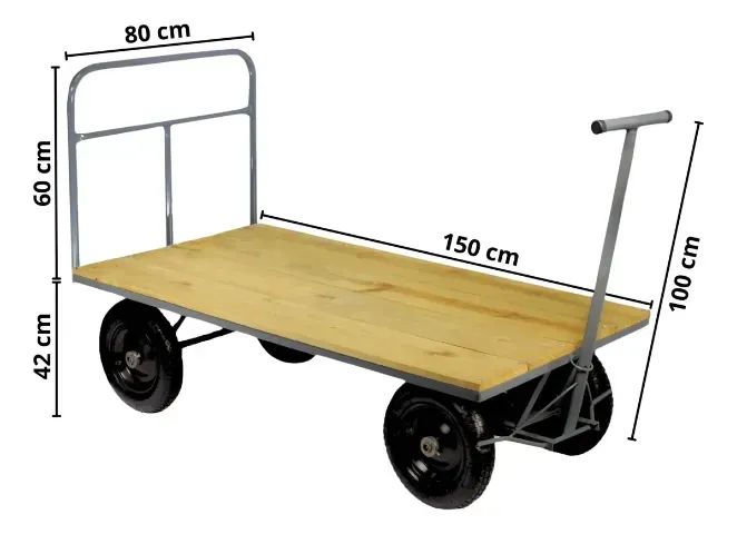 Carro Plataforma De Madeira Até 600 Kg Com 1 Aba Removível - Foto 3