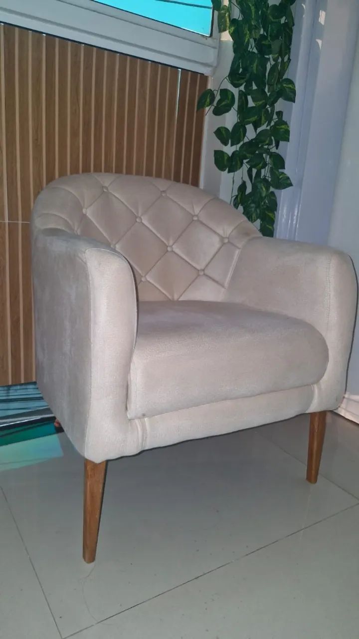 Poltrona Ferradura Bege Claro - Conjunto com 8 unidades