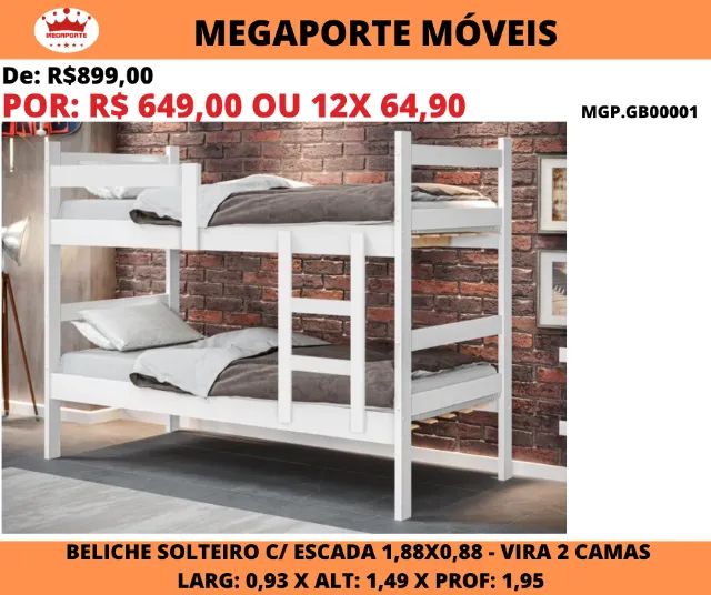 Beliche Solteiro MDF (Vira 2 camas) - Foto 2