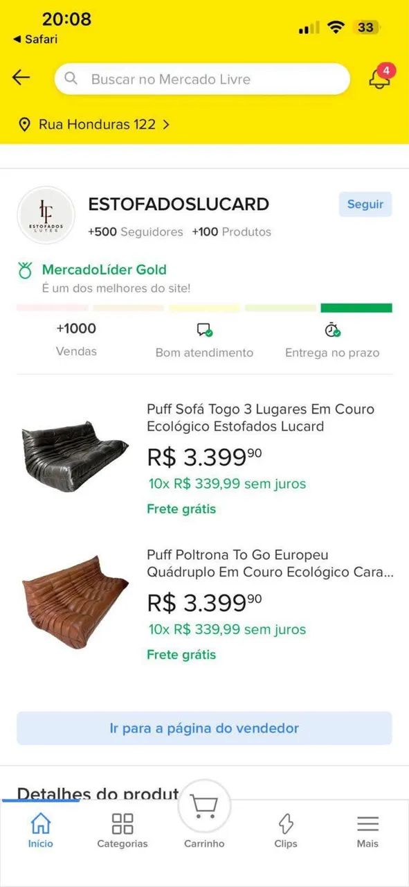 SOFA TOGO BOUCLE OFF WHITE 3 LUGARES - Foto 5