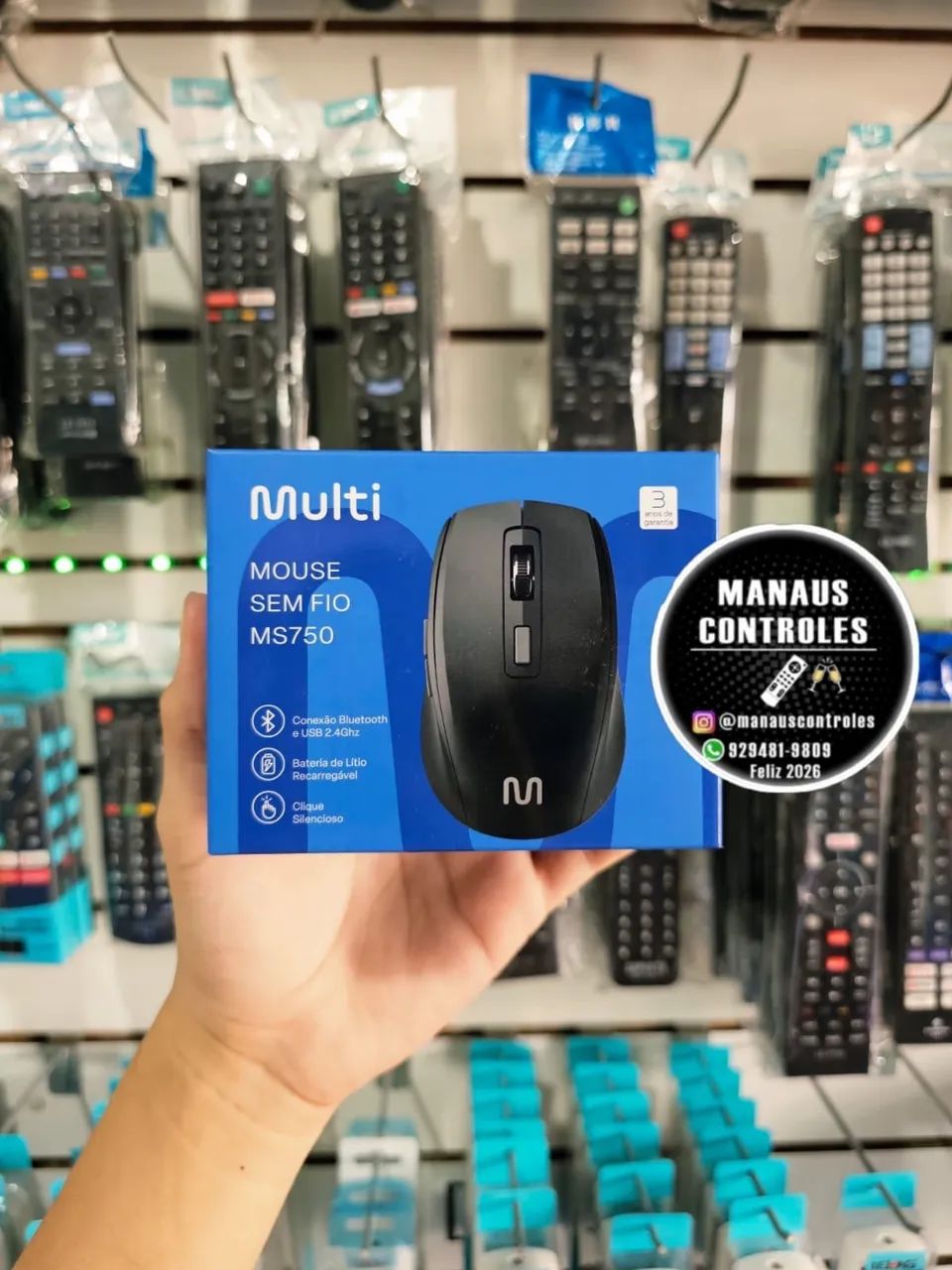 Mouse sem fio conexão Bluetooth e USB 