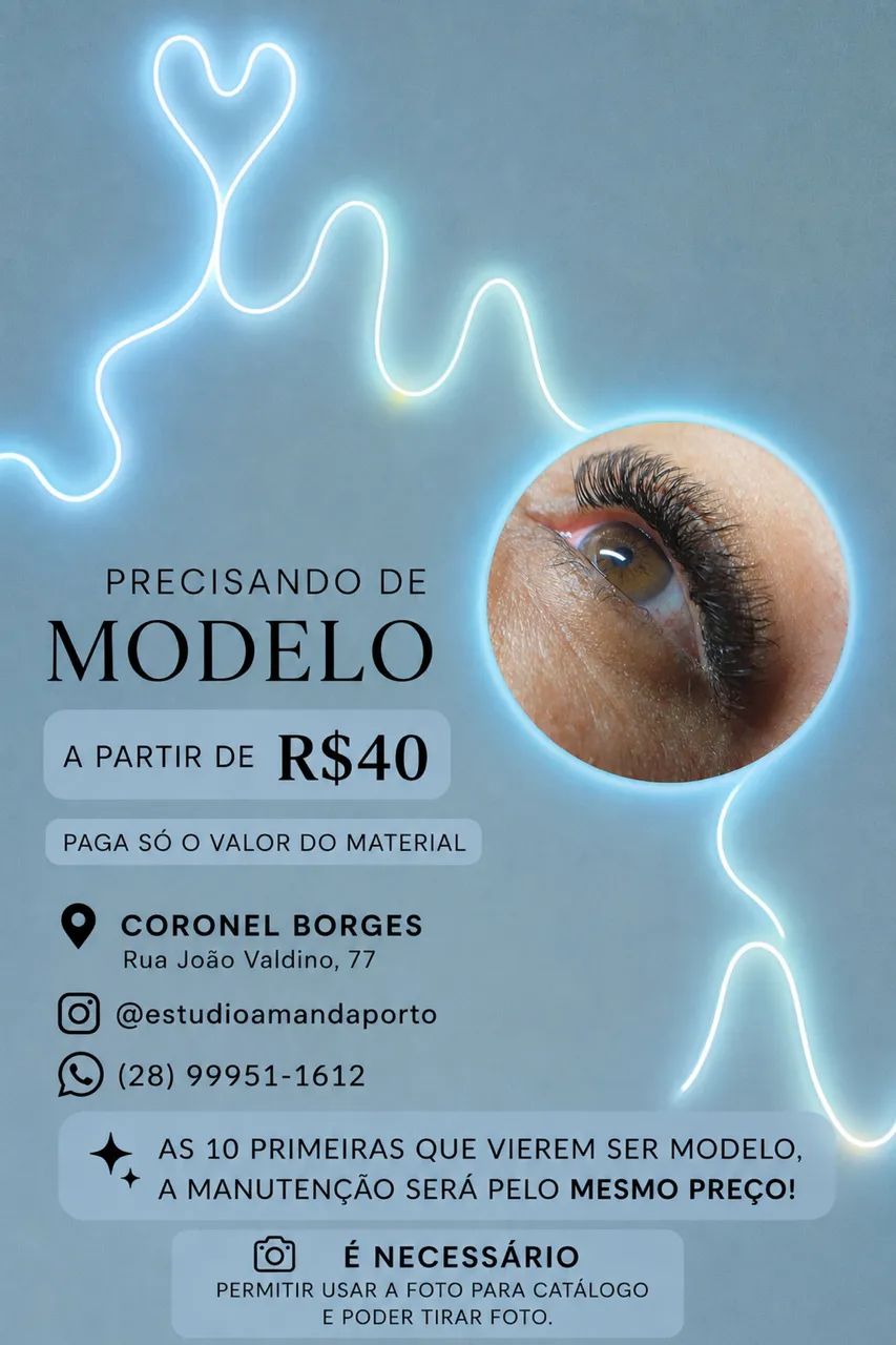 Modelo para cílios.