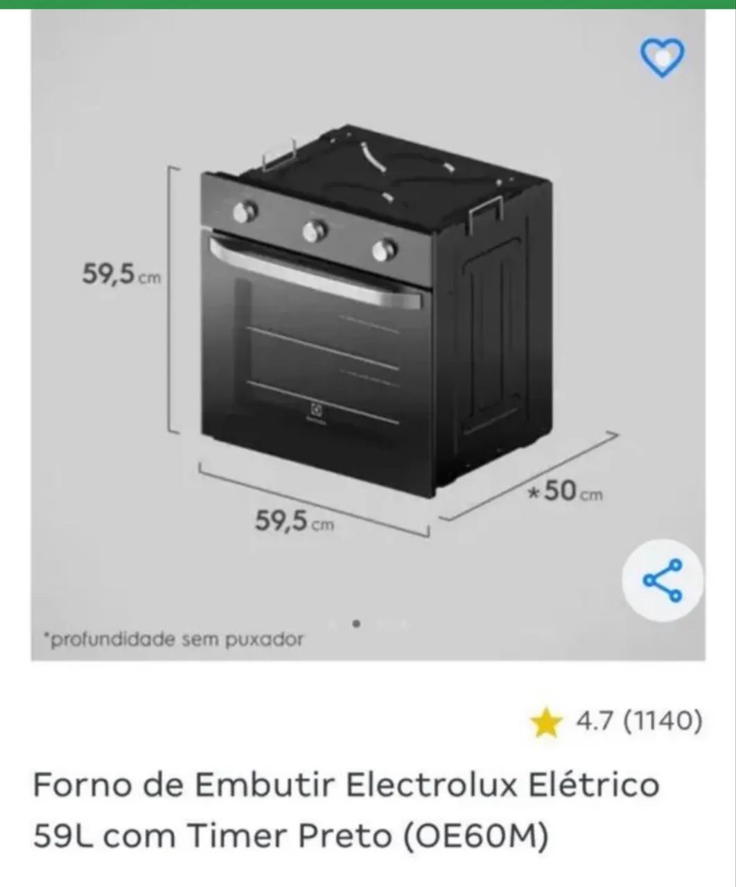 Forno elétrico Eletrolux - 59L + Cooktop preto a gás GLP Brastemp 