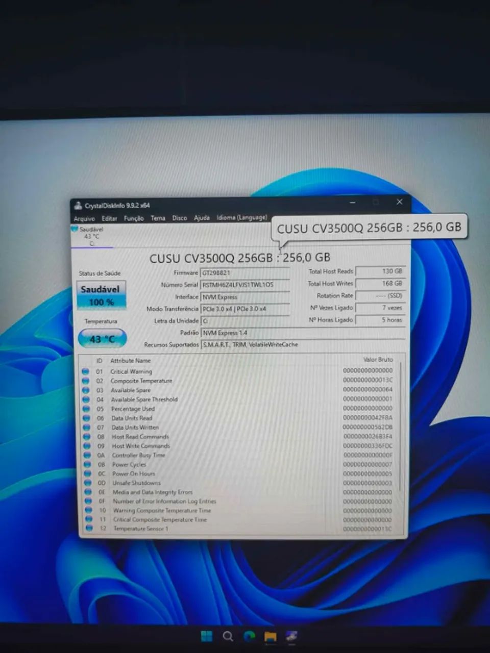 SSD NVME 256 CUSU (NOVO) - Foto 3