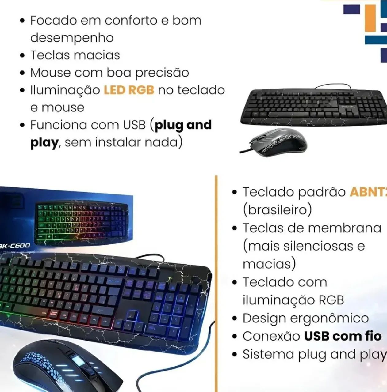 Teclado e mouse gamer computador  - Foto 3