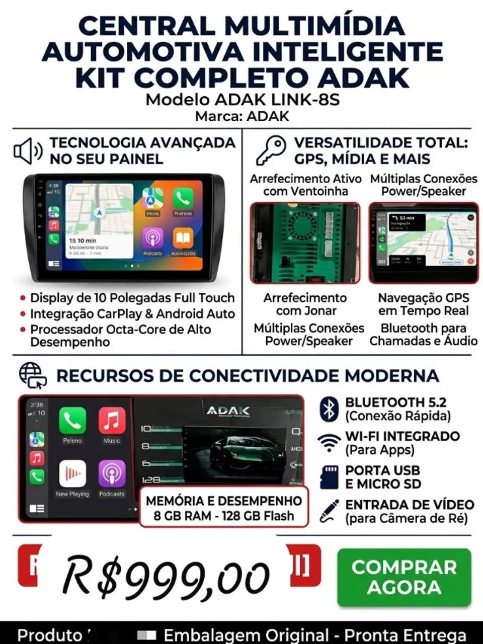Multimídia 10'polegadas - ADAK - Foto 2