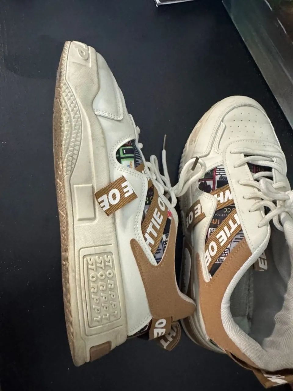 tênis feminino branco e marrom 37 - Foto 3