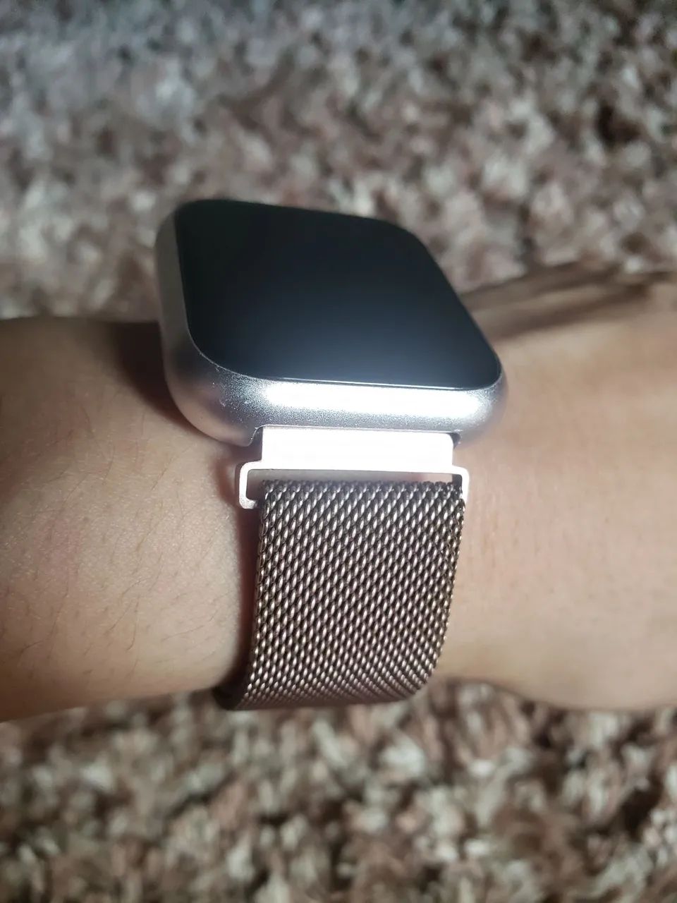 Relógio digital smartwatch rosa pulseira metálica  - Foto 4