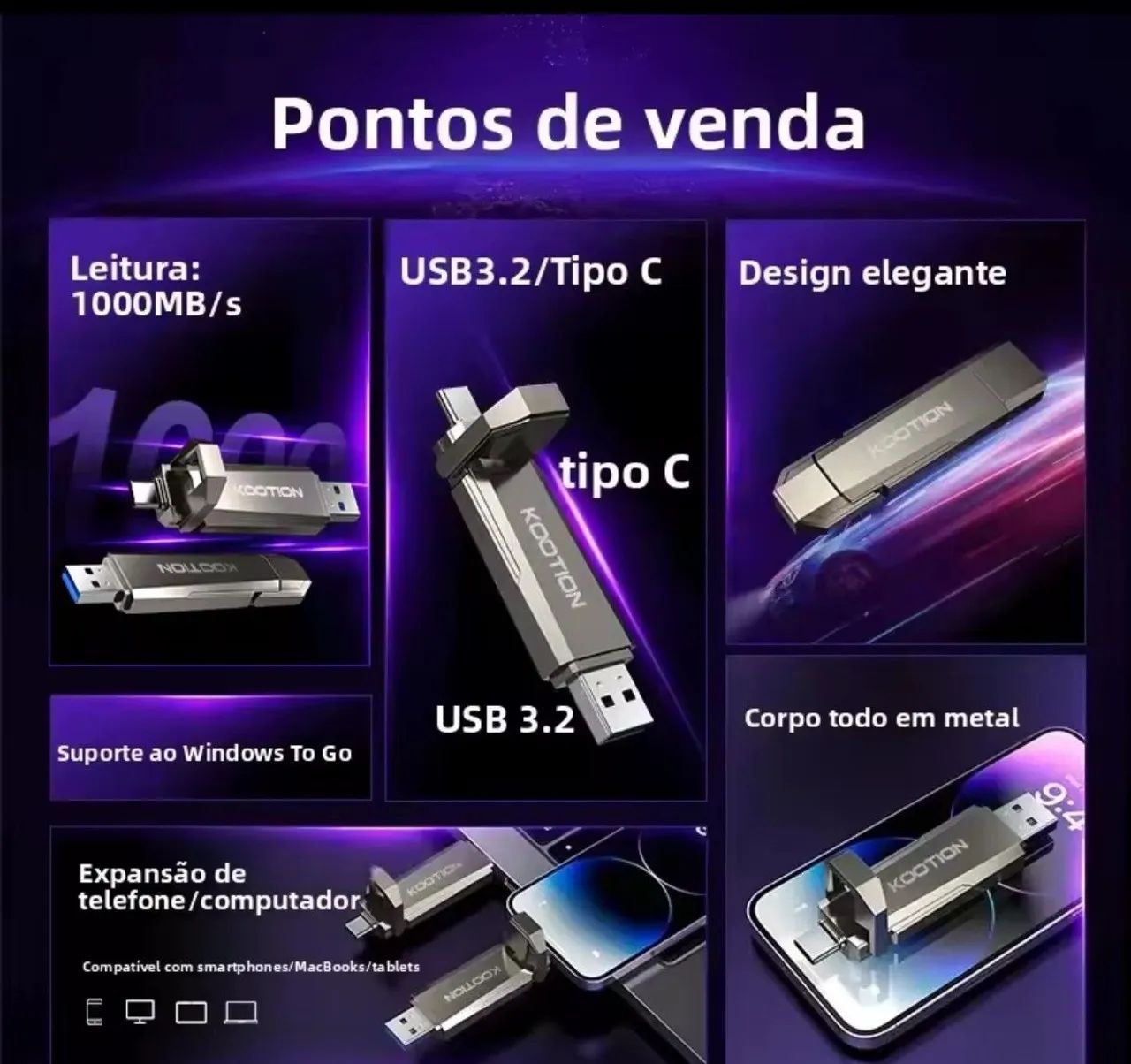 Pendrive SSD Kootion 512 GB  - Foto 4