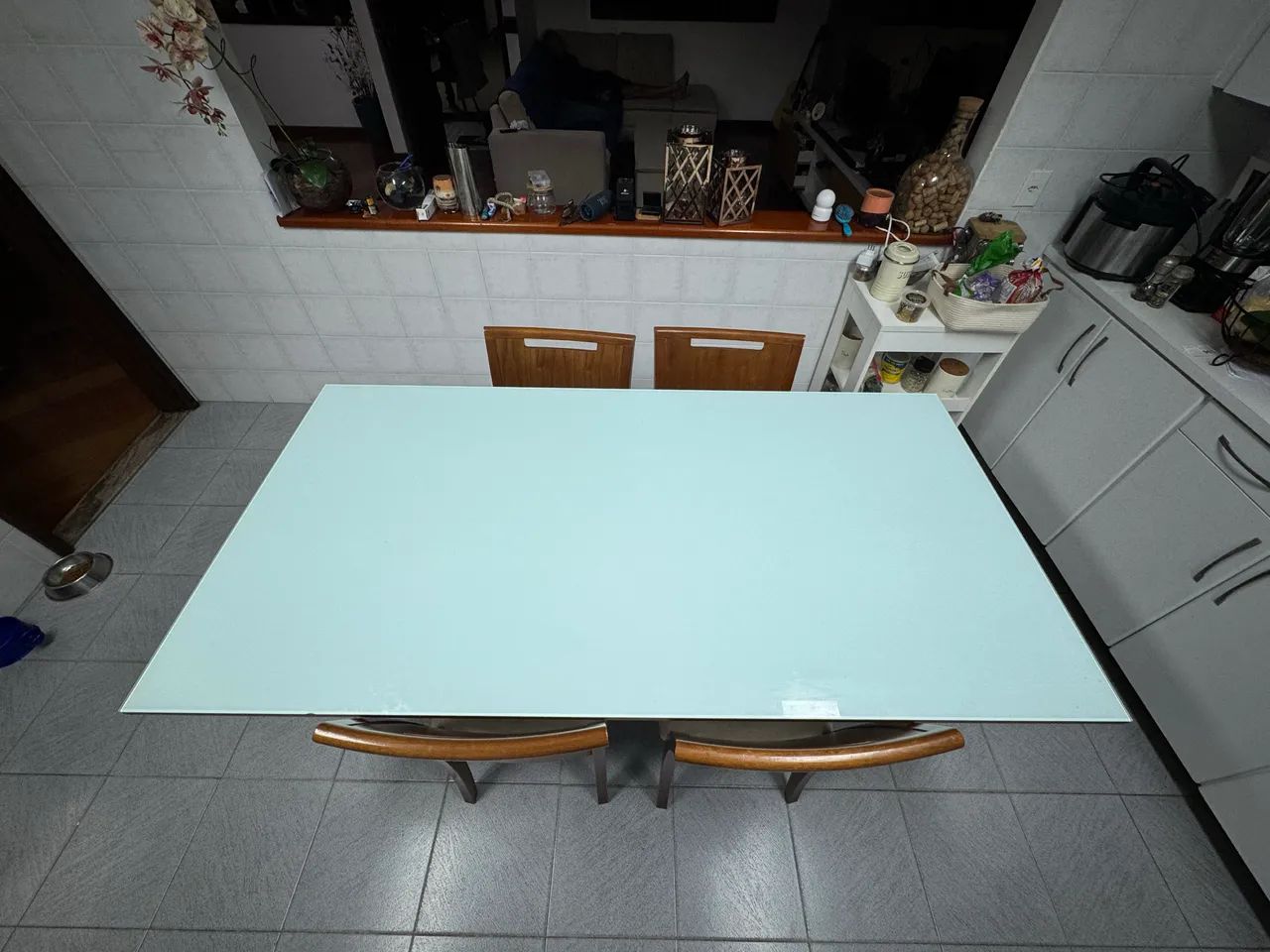 Mesa de vidro e madeira 1,80 x90