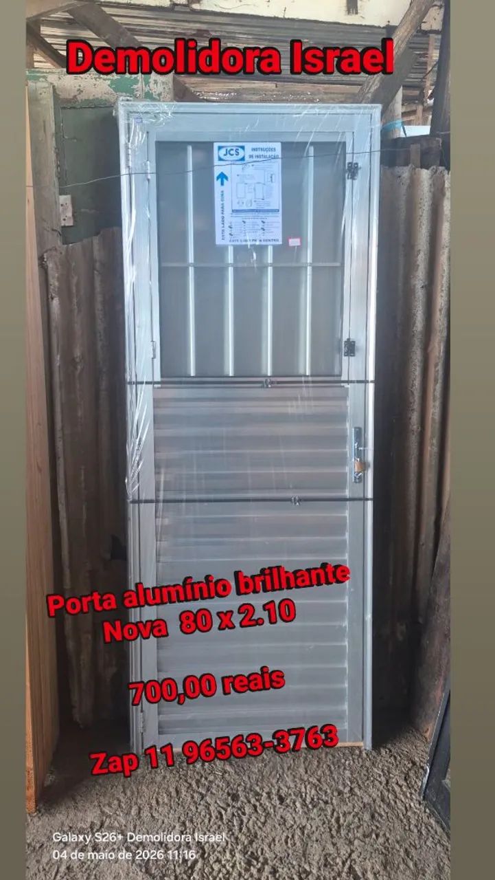 Porta alumínio brilhante Nova 