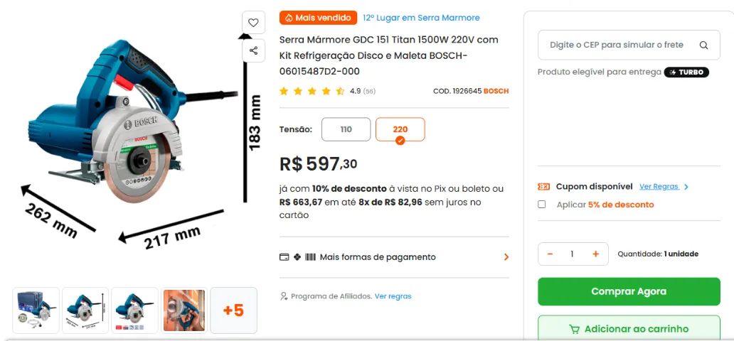SERRA MÁRMORE BOSCH GDC 151 - Foto 5