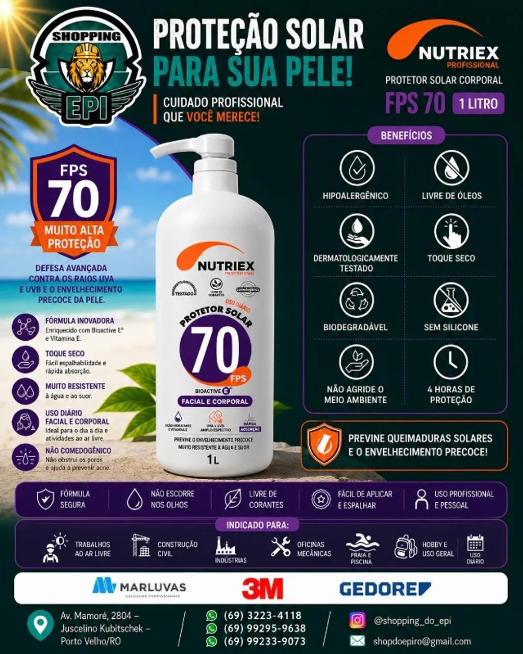 Protetor Solar Nutriex Profissional FPS 70