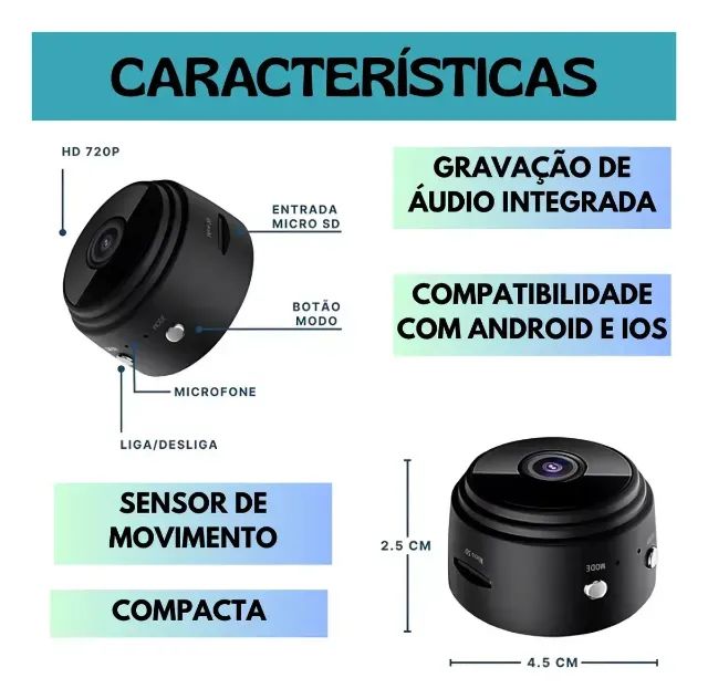 Mini Câmera Espiã A9 Battery IP Camera - Foto 3