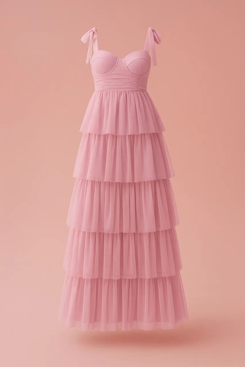 Vestido Longo Camadas Tulle Rosa - Foto 2