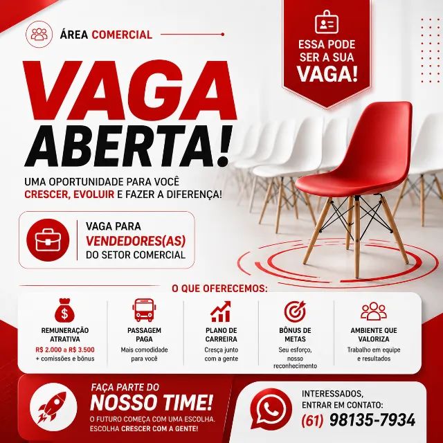 CARREIRA COMERCIAL | CONTRATAÇÃO IMEDIATA