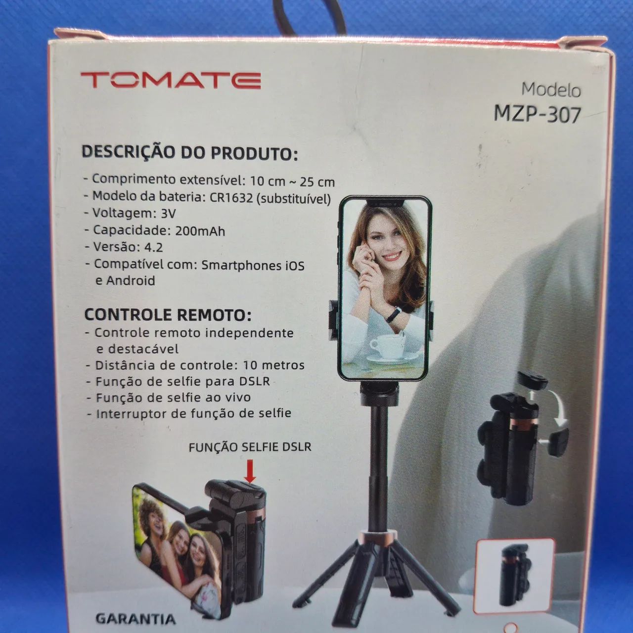 TRIPÉ DE MESA PARA CELULAR E BASTÃO DE SELFIE COM CONTROLE BLUETOOTH - Foto 2