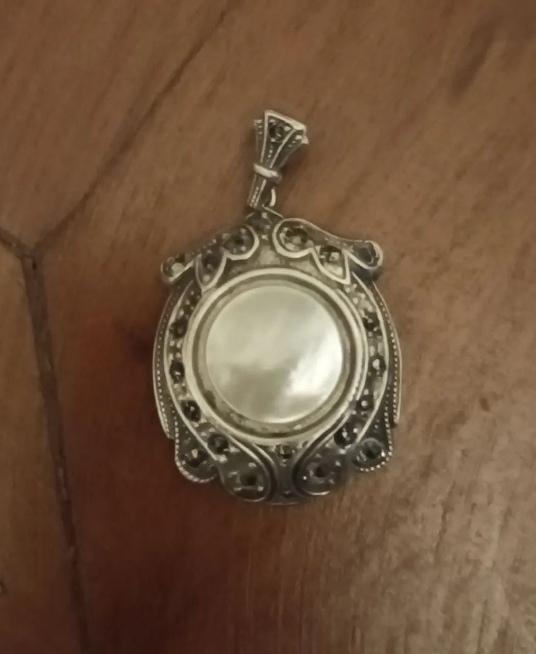 Antiguidade pingente vintage prata 925 madrepérola - Foto 4