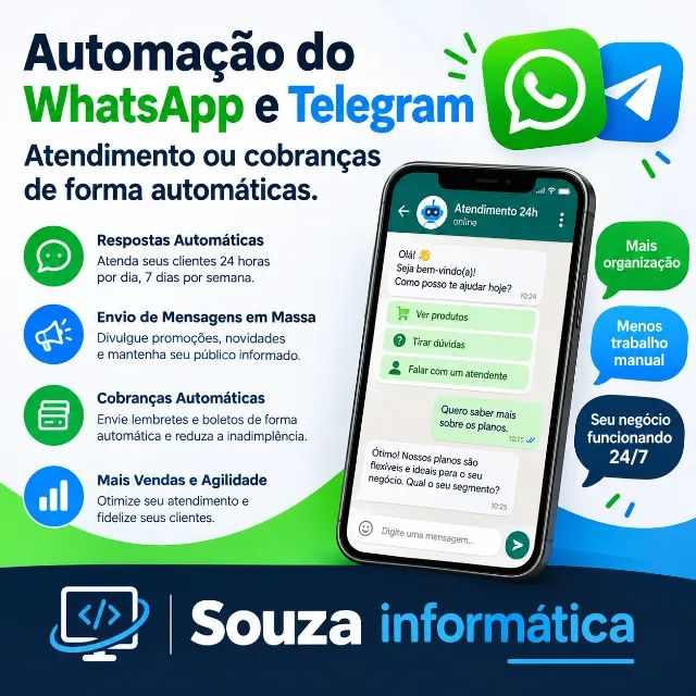 WhatsApp e Telegram | vendas e atendimento  24/7 com este sistema