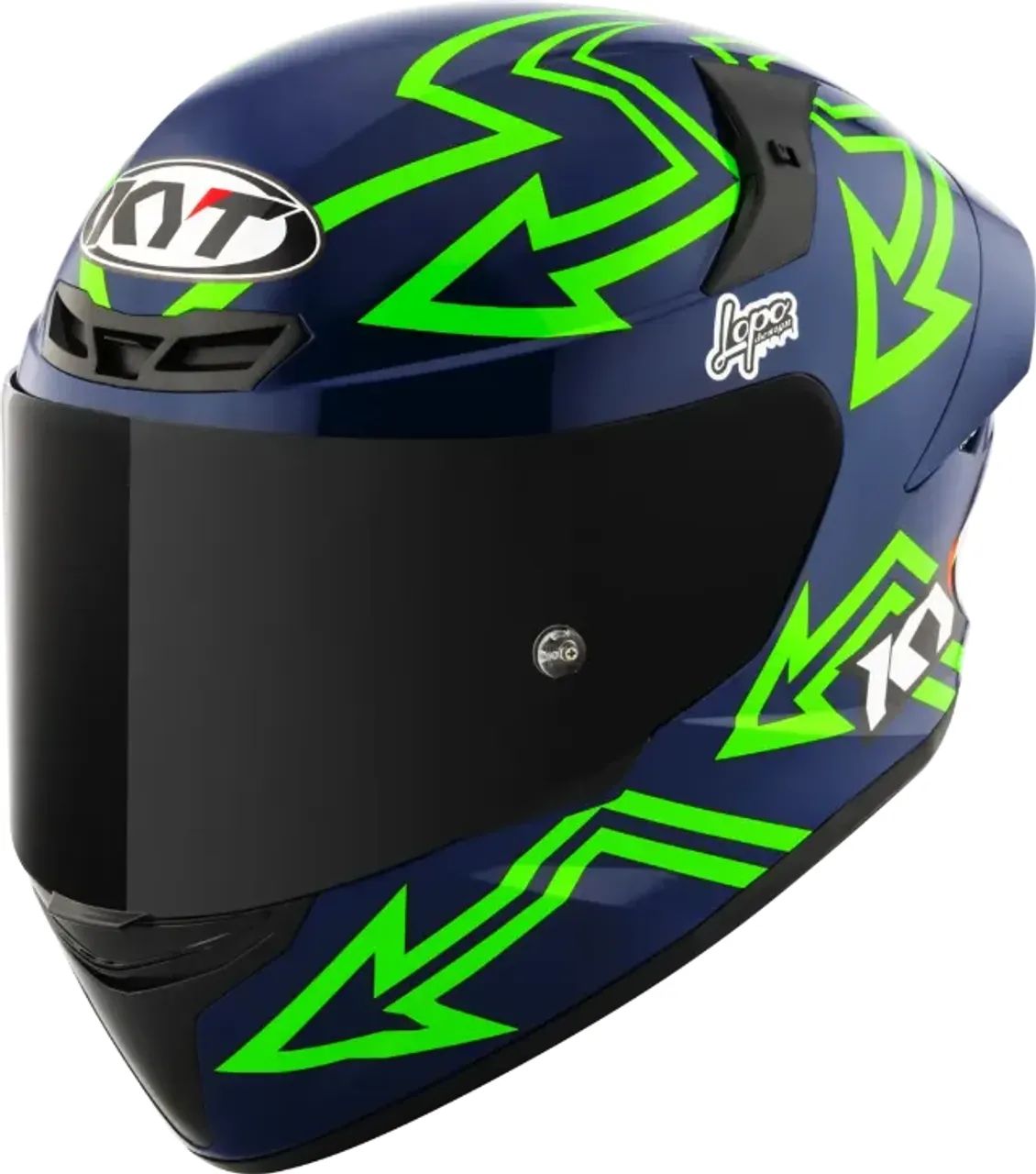 Capacete KYT TT Course Manzi - Azul Escuro/Verde - Foto 4
