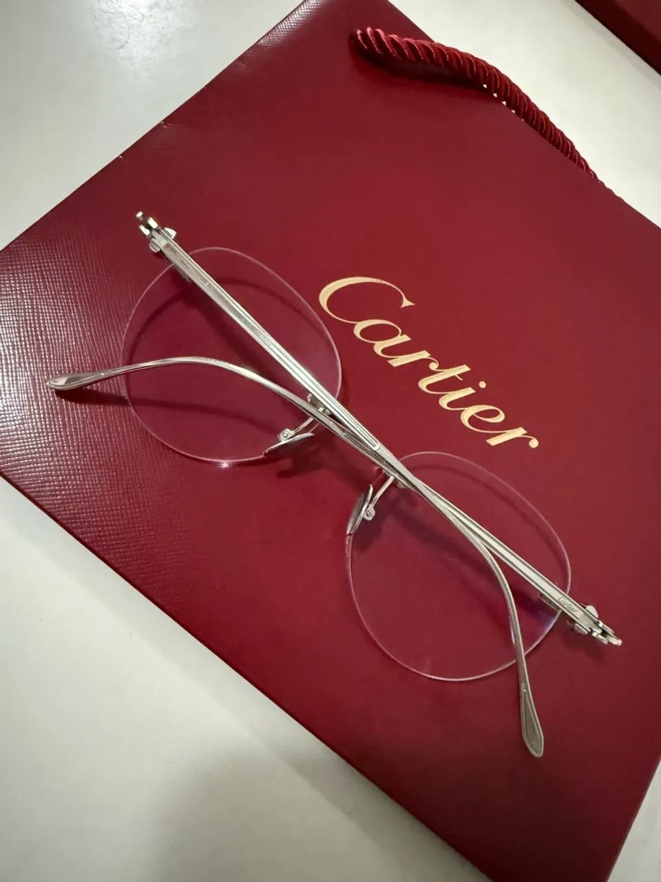 Óculos Cartier- original- completo- ouro branco