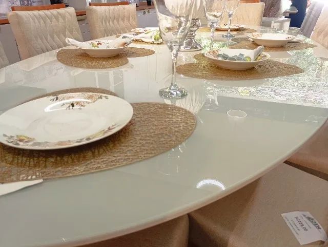 Conjunto de Jantar Mesa Ryze + 08 Cadeiras Bordadas Aura. - Foto 5