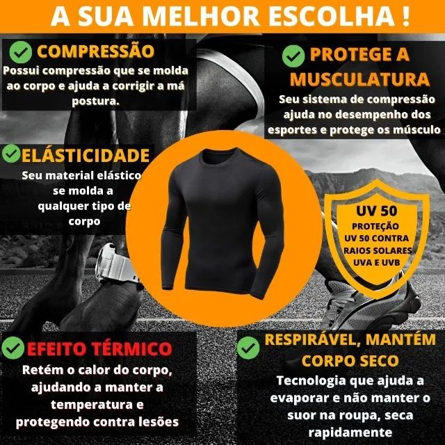 Camiseta de Compressão UV Alta Qualidade e Conforto - Foto 3