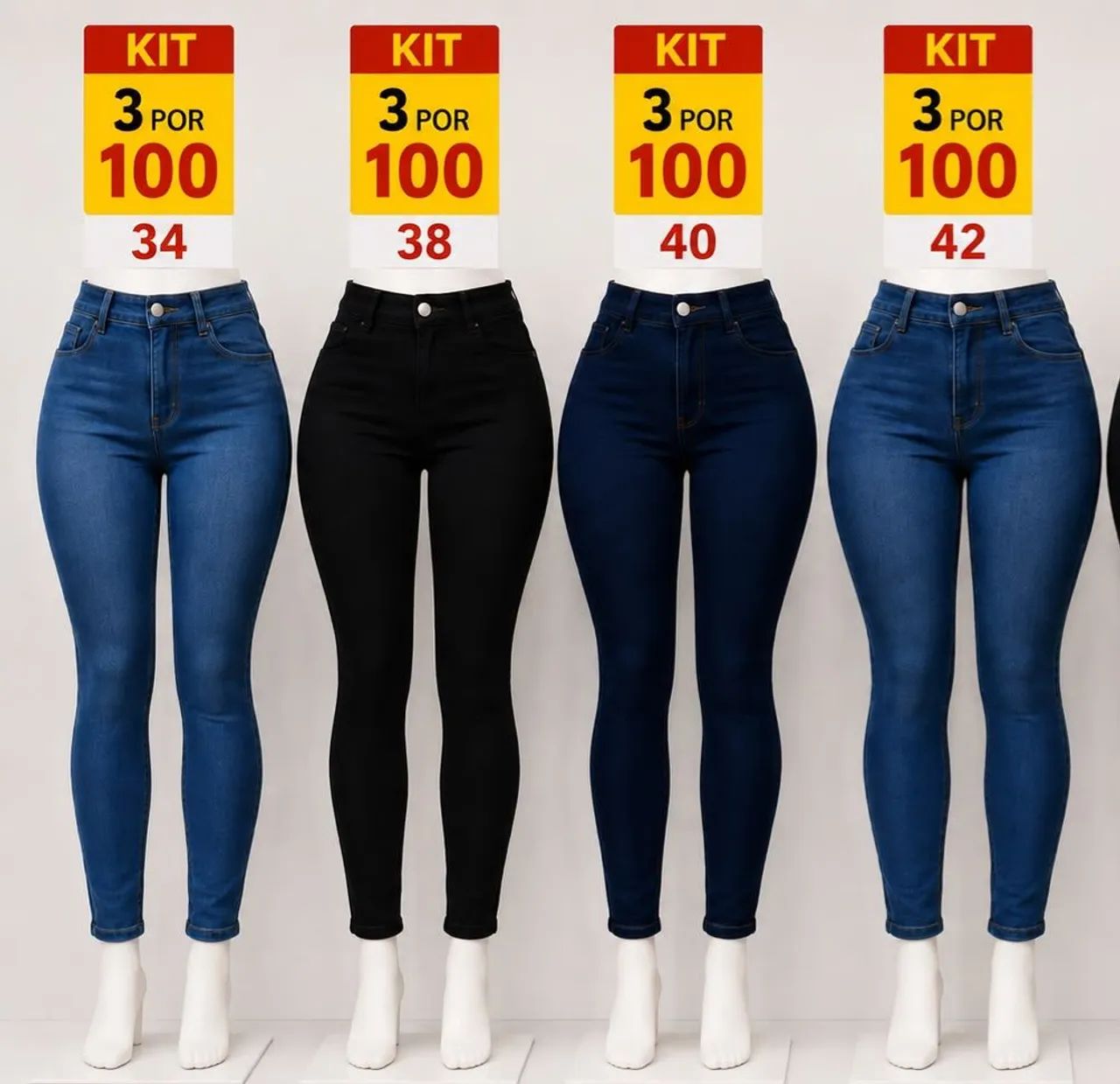 Calça kites com 3 calças 100 reias