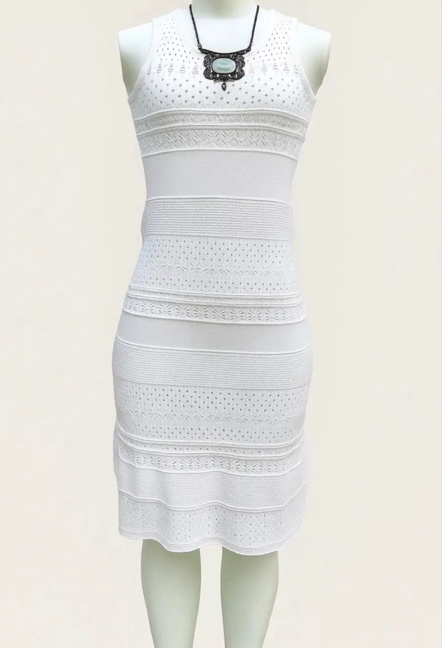 VESTIDO CROCHÊ BRANCO - ELEGANTE - Foto 3