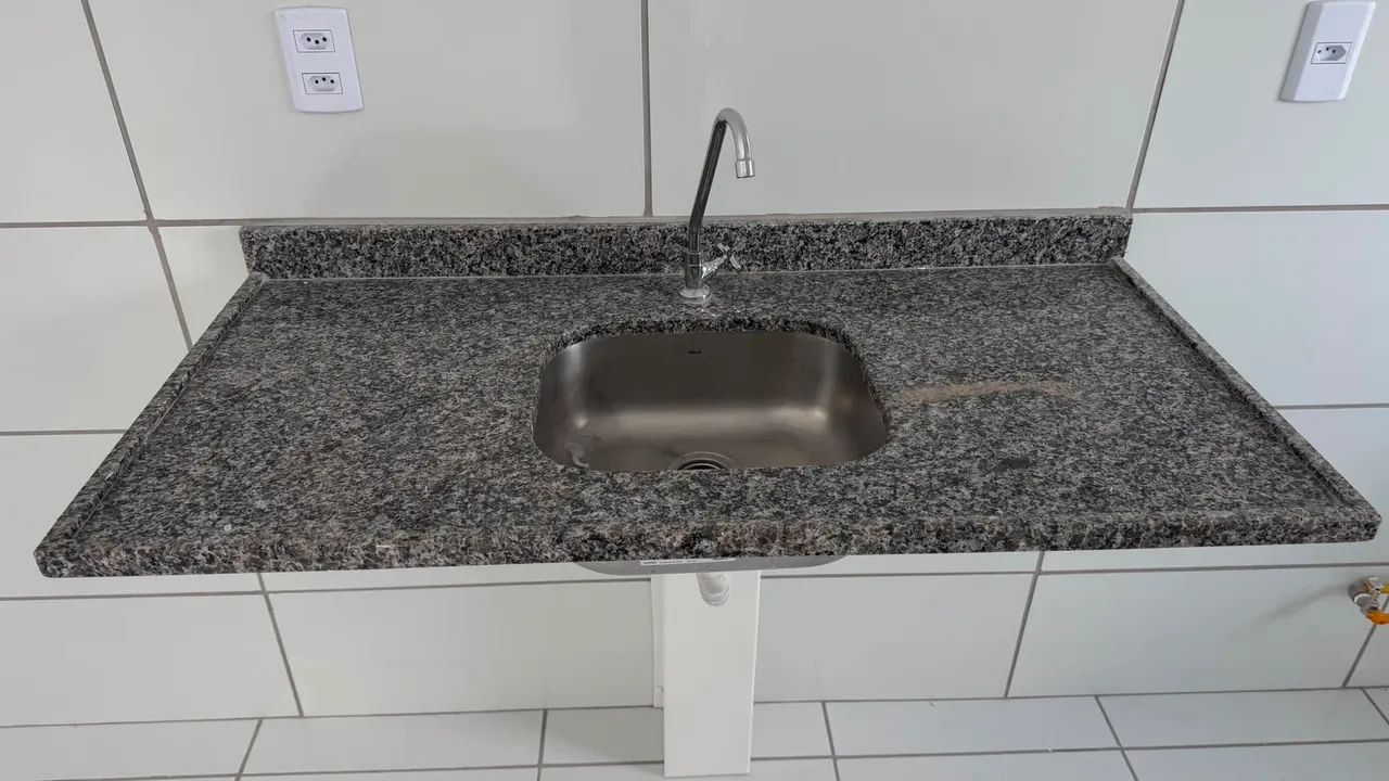 PIA DE GRANITO 120x60 COM CUBA INOX E TORNEIRA - Foto 3