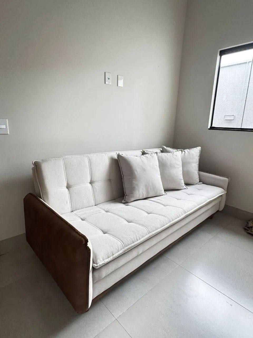 Sofá cama linho offwhite 
