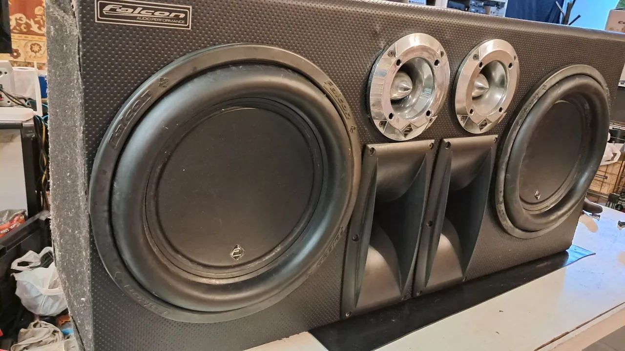 Caixa trio falcon subwoofer 12 driver corneta tweeter  - Foto 2