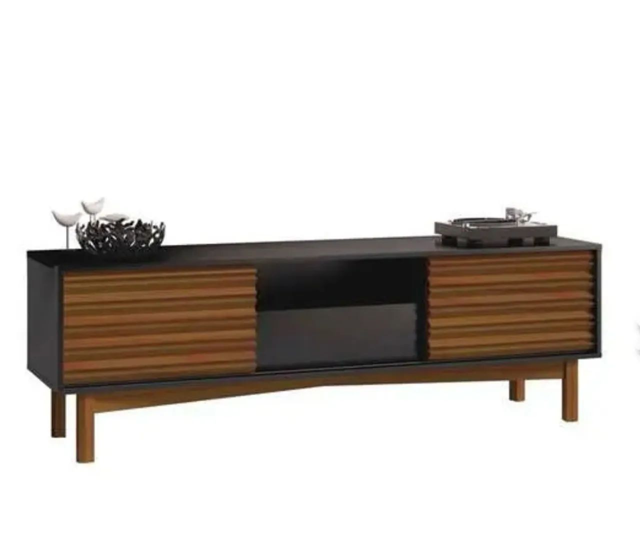 Rack Galeão Preto e Amêndoa 160 cm  - Foto 3