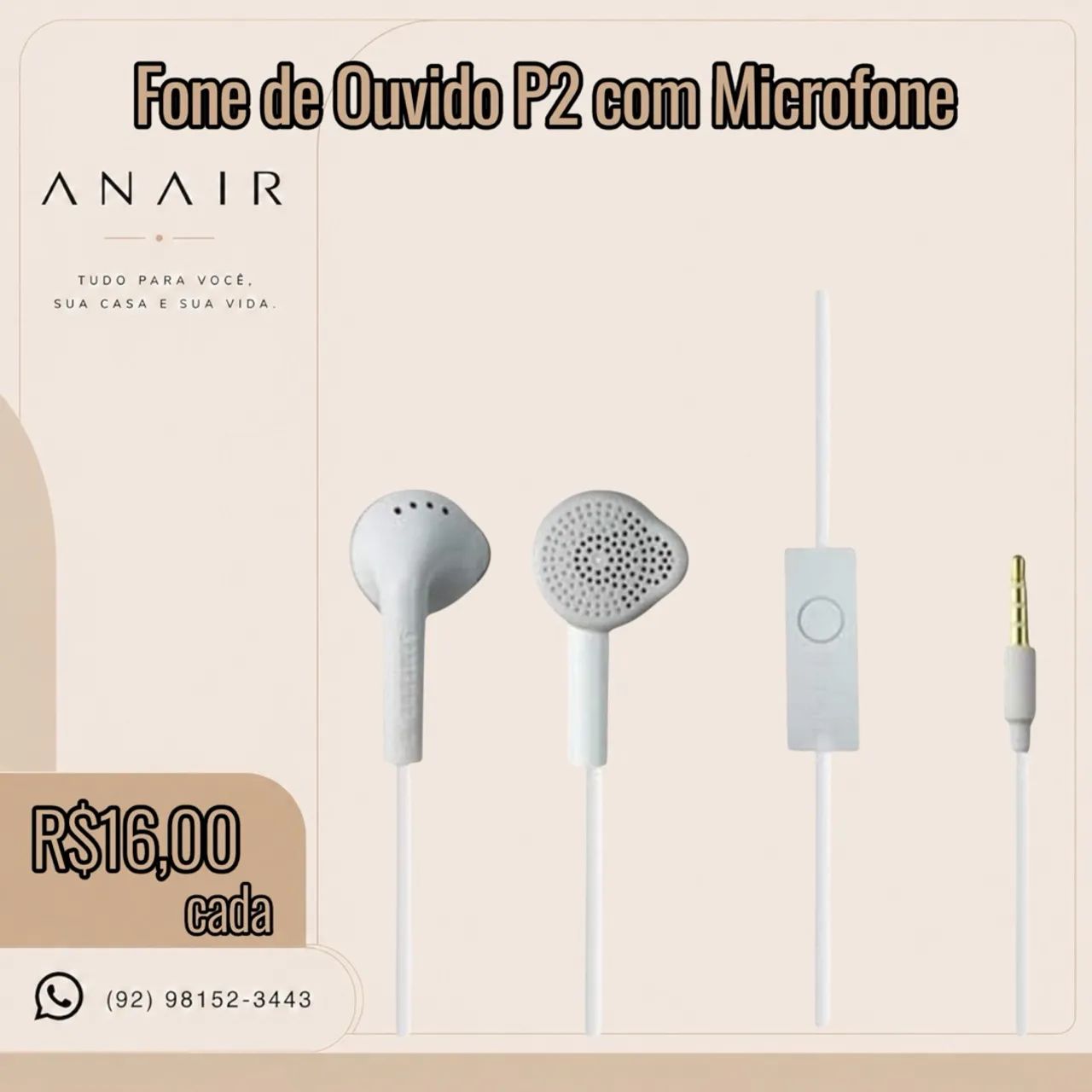 Fone de Ouvido P2 com Microfone 