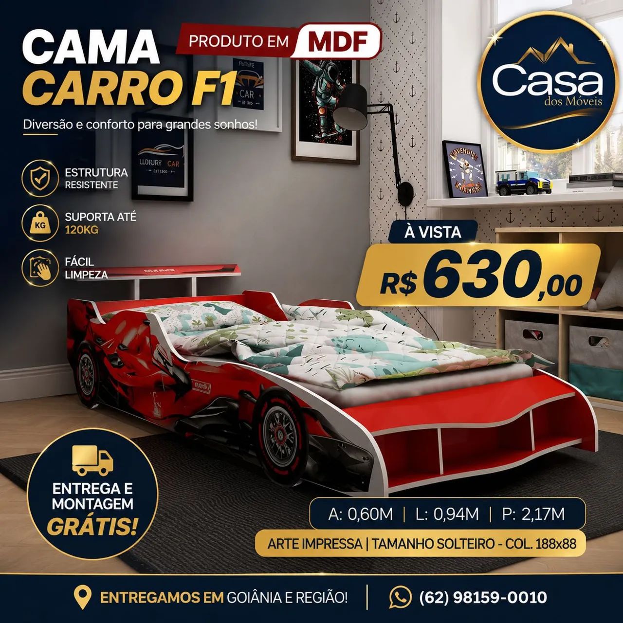 Cama carro fórmula 1