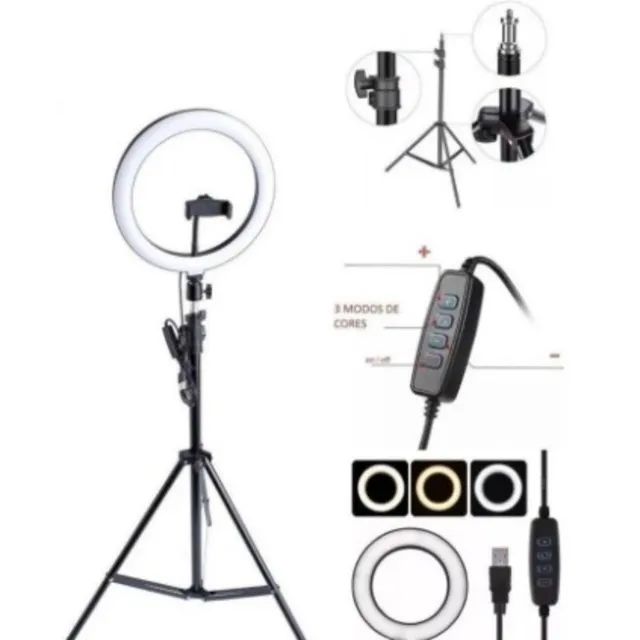 Ring Light Iluminador 10 Polegadas Com Tripé De 2.10 Metro - Foto 4