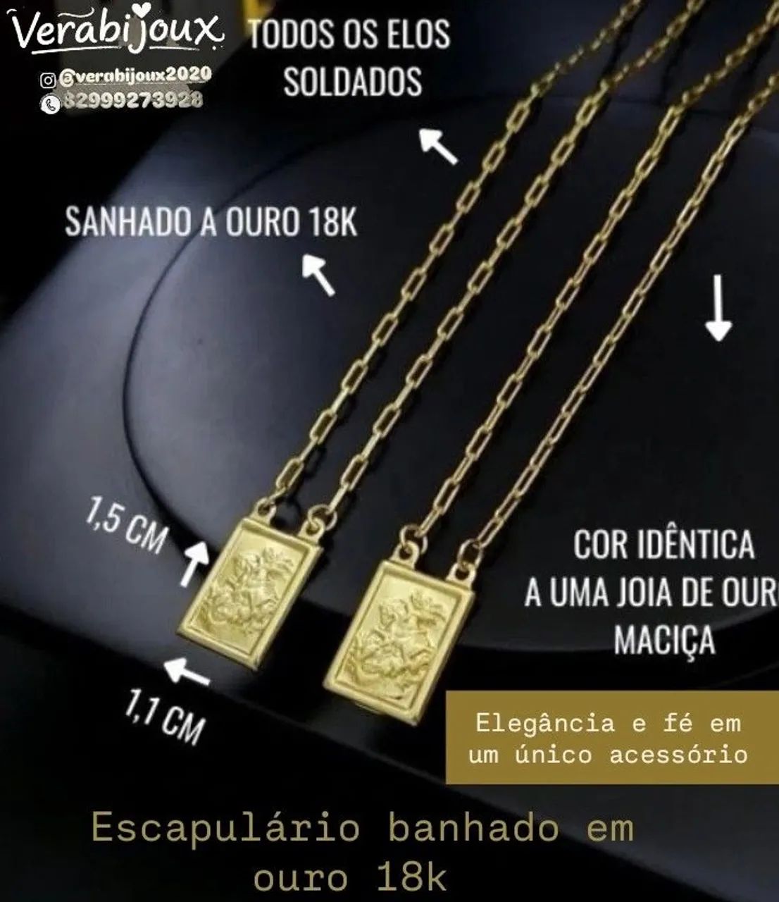 ESCAPULÁRIO MASCULINO BANHADOS A OURO 18K  - Foto 3