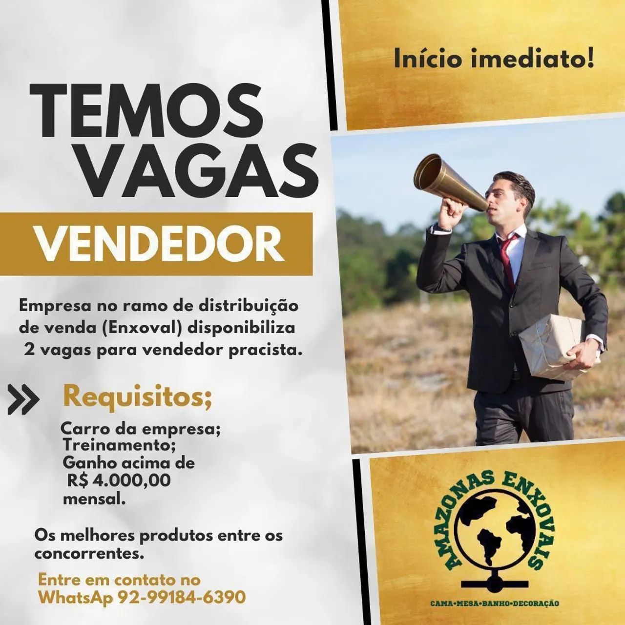 ÓTIMA OPORTUNIDADE DE EMPREGO 