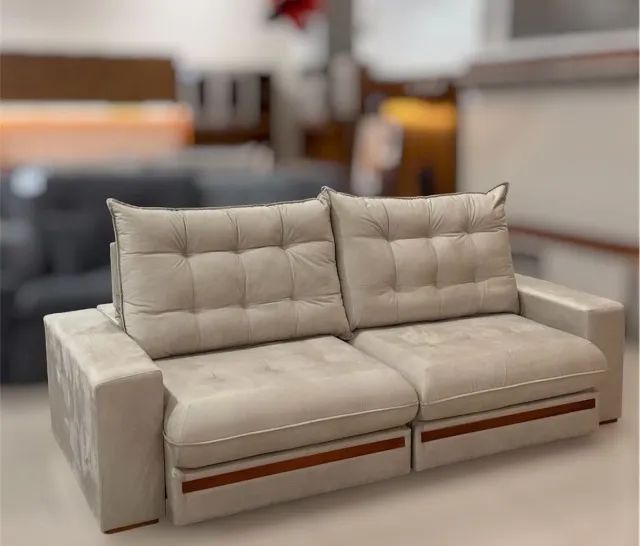 Sofa retratil e Reclinavel Monaco com detalhe em madeira com 2,30cm de largura - Foto 3