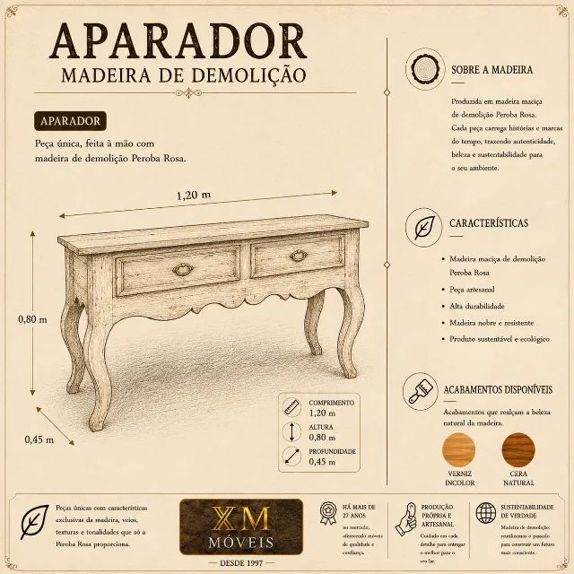 APARADOR RÚSTICO DÁLIA COM PÉ COLONIAL - Foto 4