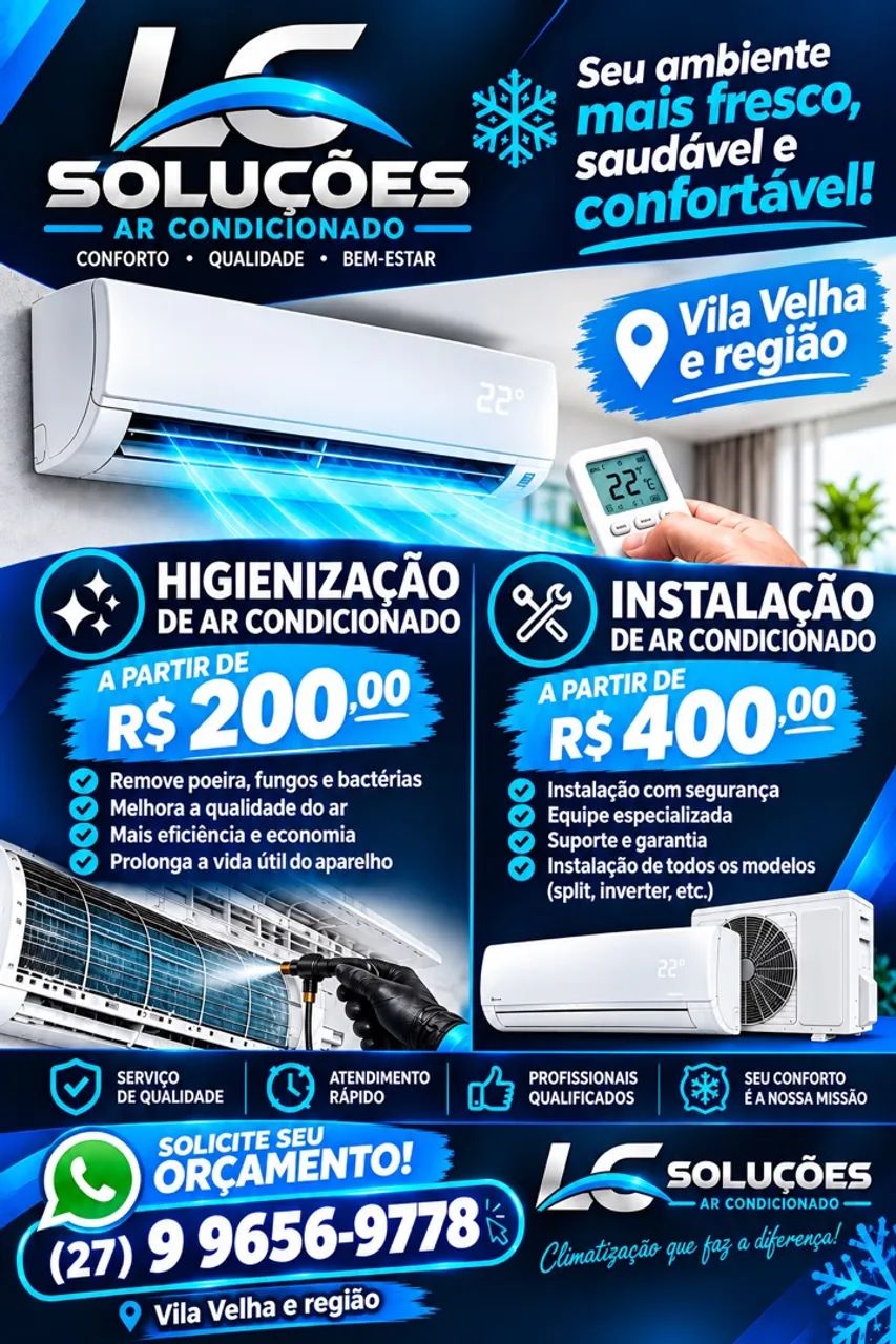 Instalação e manutenção de ar-condicionado.