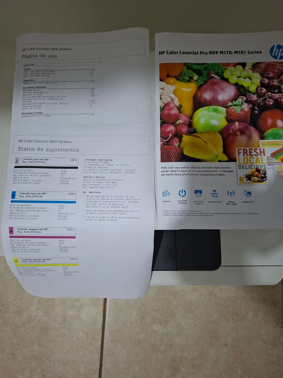 Hp color laserjet MFP M180nw com 3,5k cópias  - Foto 3