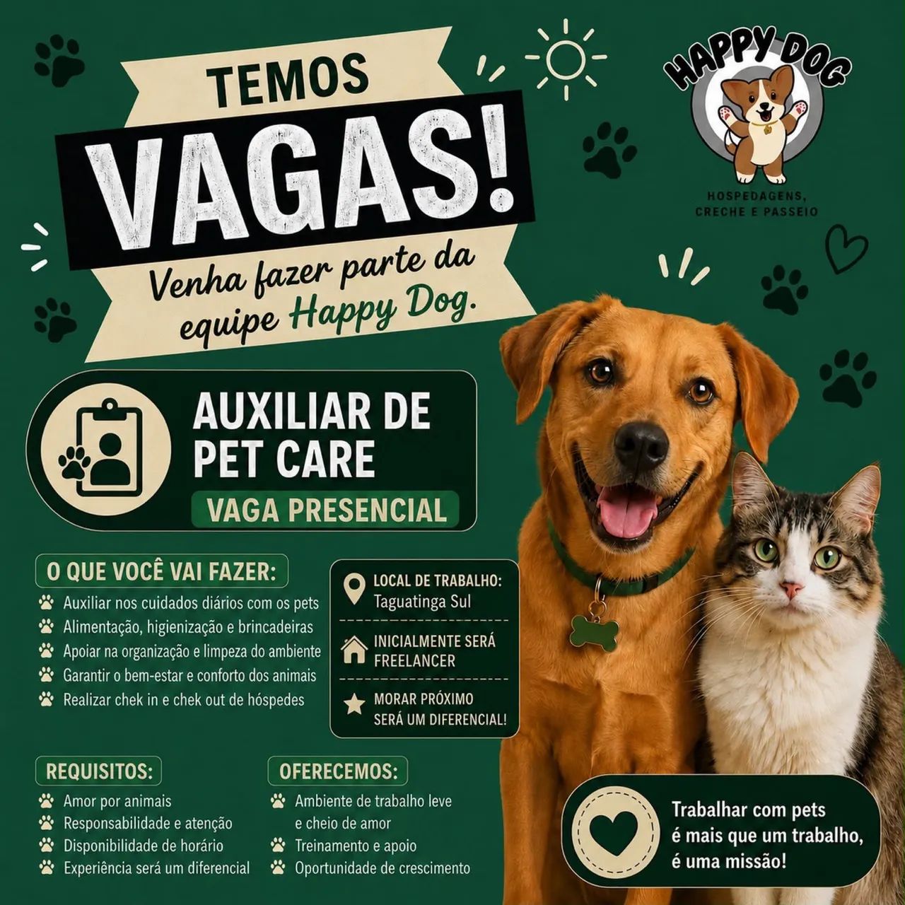 VAGA DE EMPREGO SOMENTE PARA TAGUATINGA SUL & TAGUATINGA CENTRO