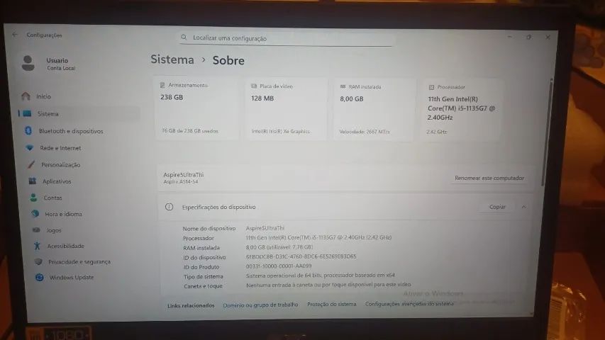 Notebook - Acer Inspiron 5566