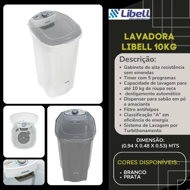Lavadora Libell Tanquinho 10kg Nova